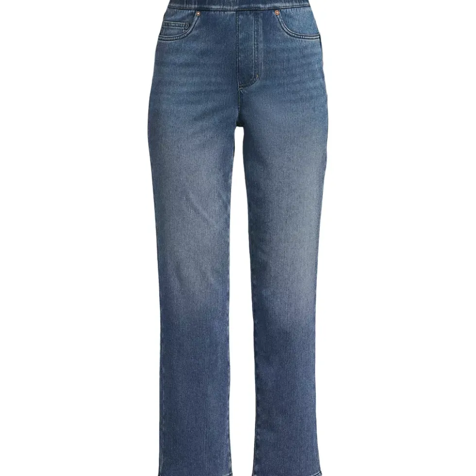 Women's Starfish High Rise Knit Denim Straight Crop Jeans