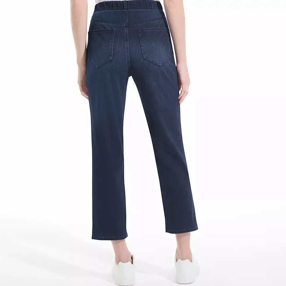 Women's Starfish High Rise Knit Denim Straight Crop Jeans