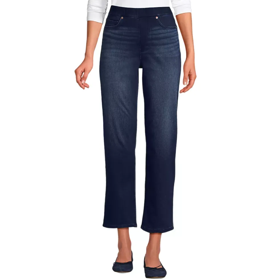 Women's Starfish High Rise Knit Denim Straight Crop Jeans