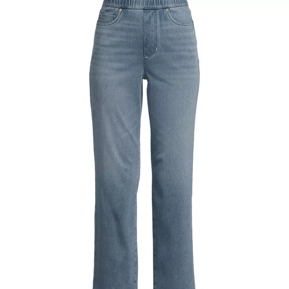 Women's Starfish High Rise Knit Denim Straight Crop Jeans