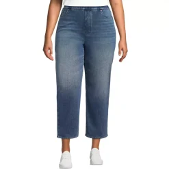 Women's Starfish High Rise Knit Denim Straight Crop Jeans