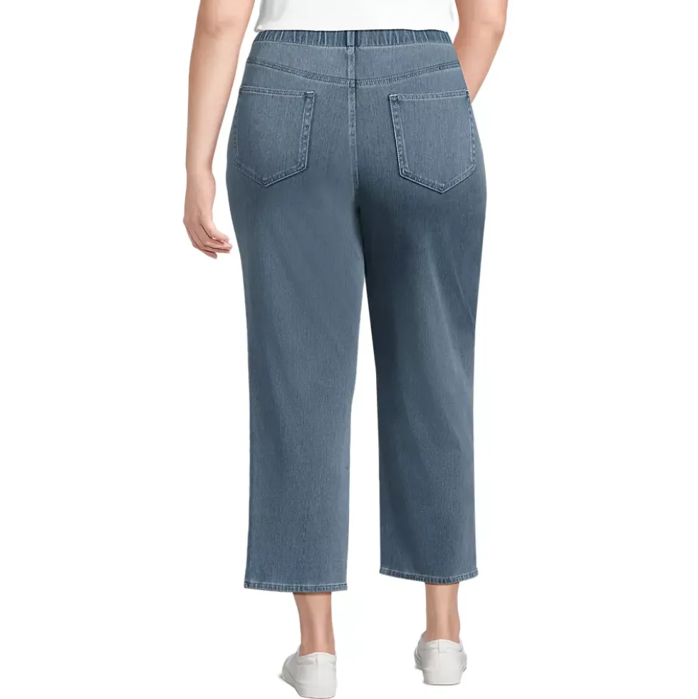 Women's Starfish High Rise Knit Denim Straight Crop Jeans
