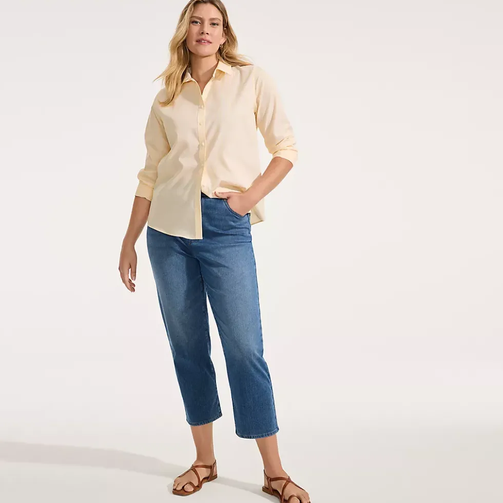 Women's Starfish High Rise Knit Denim Straight Crop Jeans