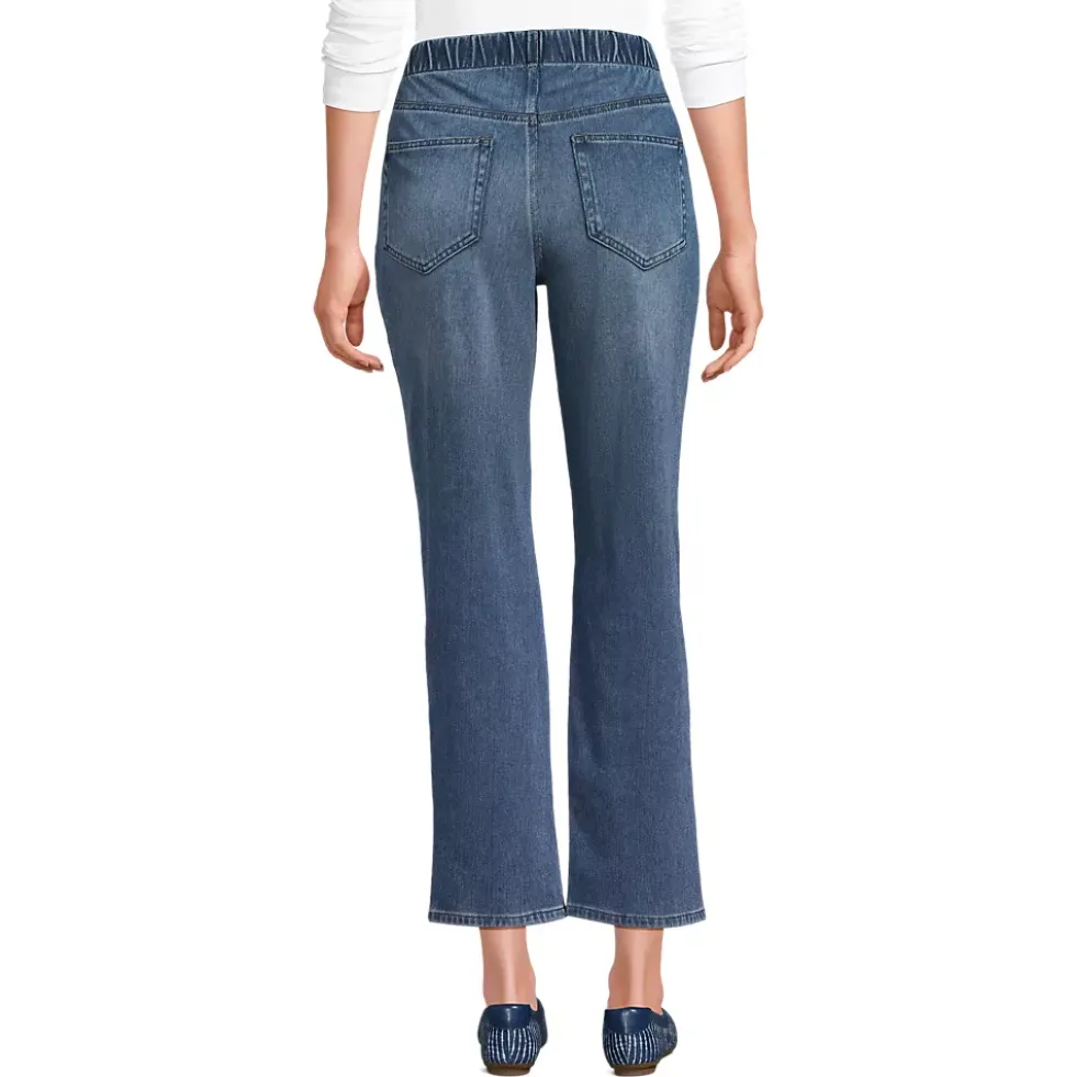 Women's Starfish High Rise Knit Denim Straight Crop Jeans