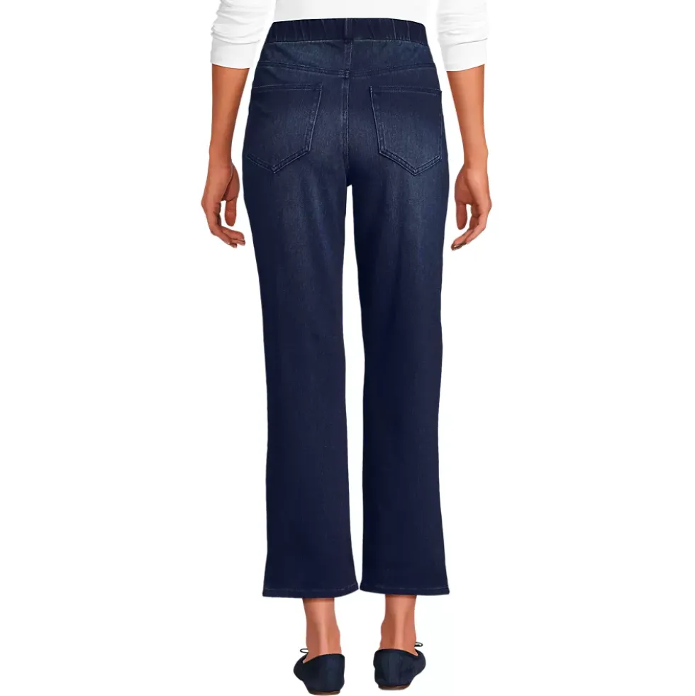 Women's Starfish High Rise Knit Denim Straight Crop Jeans