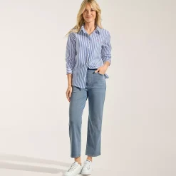 Women's Starfish High Rise Knit Denim Straight Crop Jeans