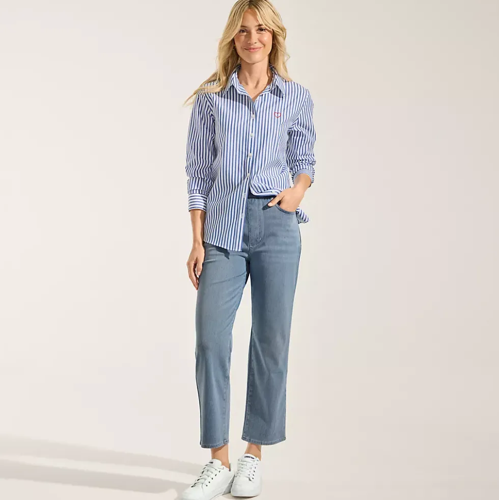 Women's Starfish High Rise Knit Denim Straight Crop Jeans