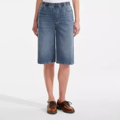 Women's Starfish High Rise Knit Denim 12" Bermuda Shorts