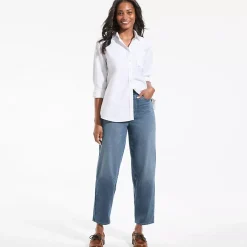 Women's Starfish High Rise Knit Denim Barrel Leg Ankle Jeans