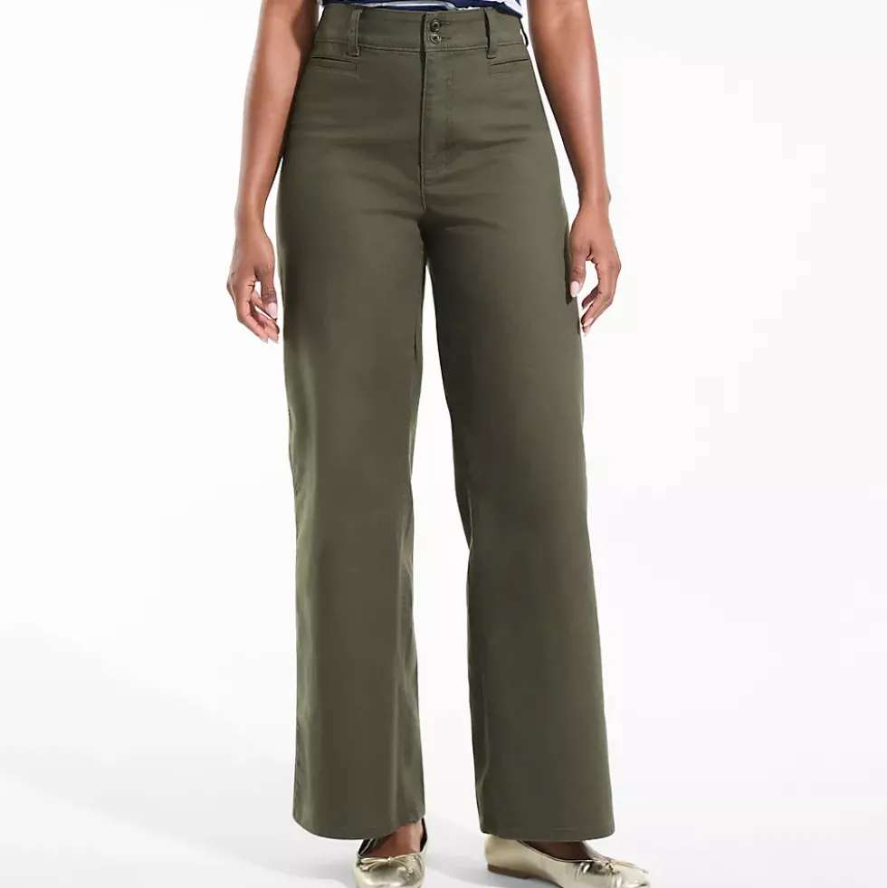 Women's Stretch Canvas High Rise Wide Leg Pants