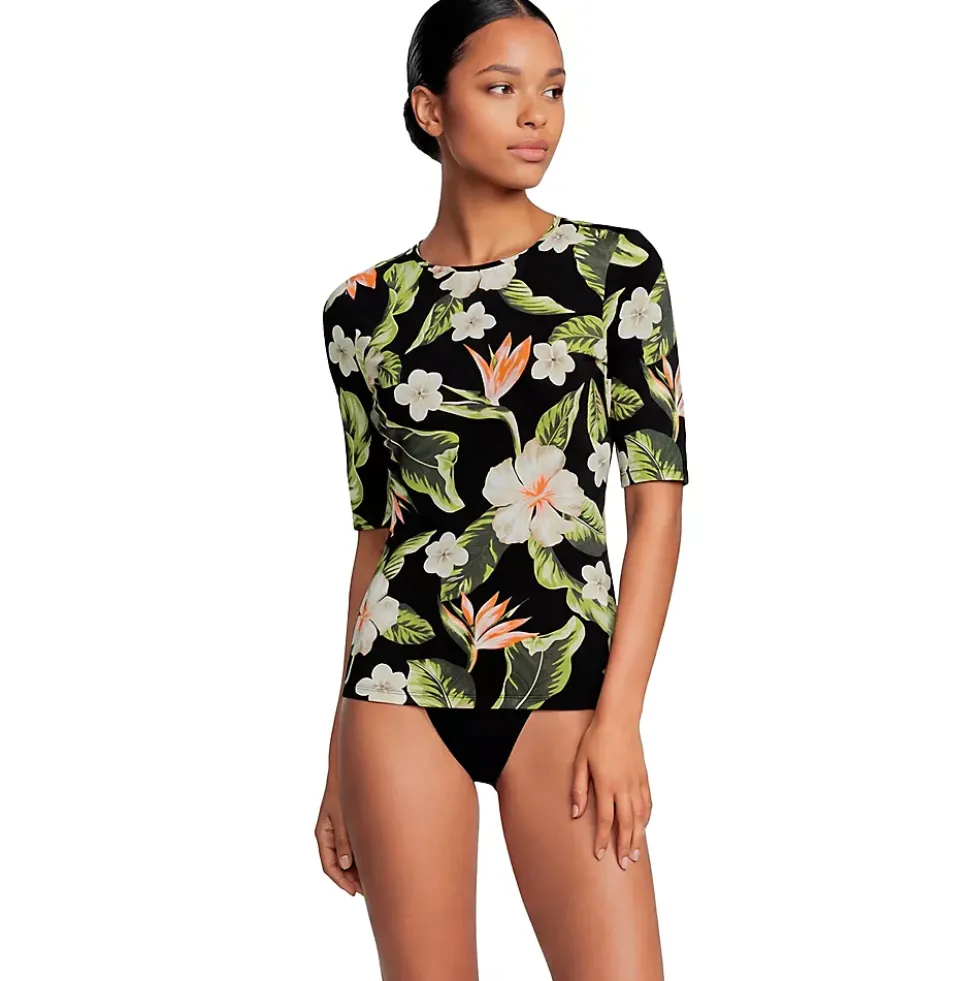 Women's SunShade UPF 50 Elbow Sleeve Rash Guard Swim Tee