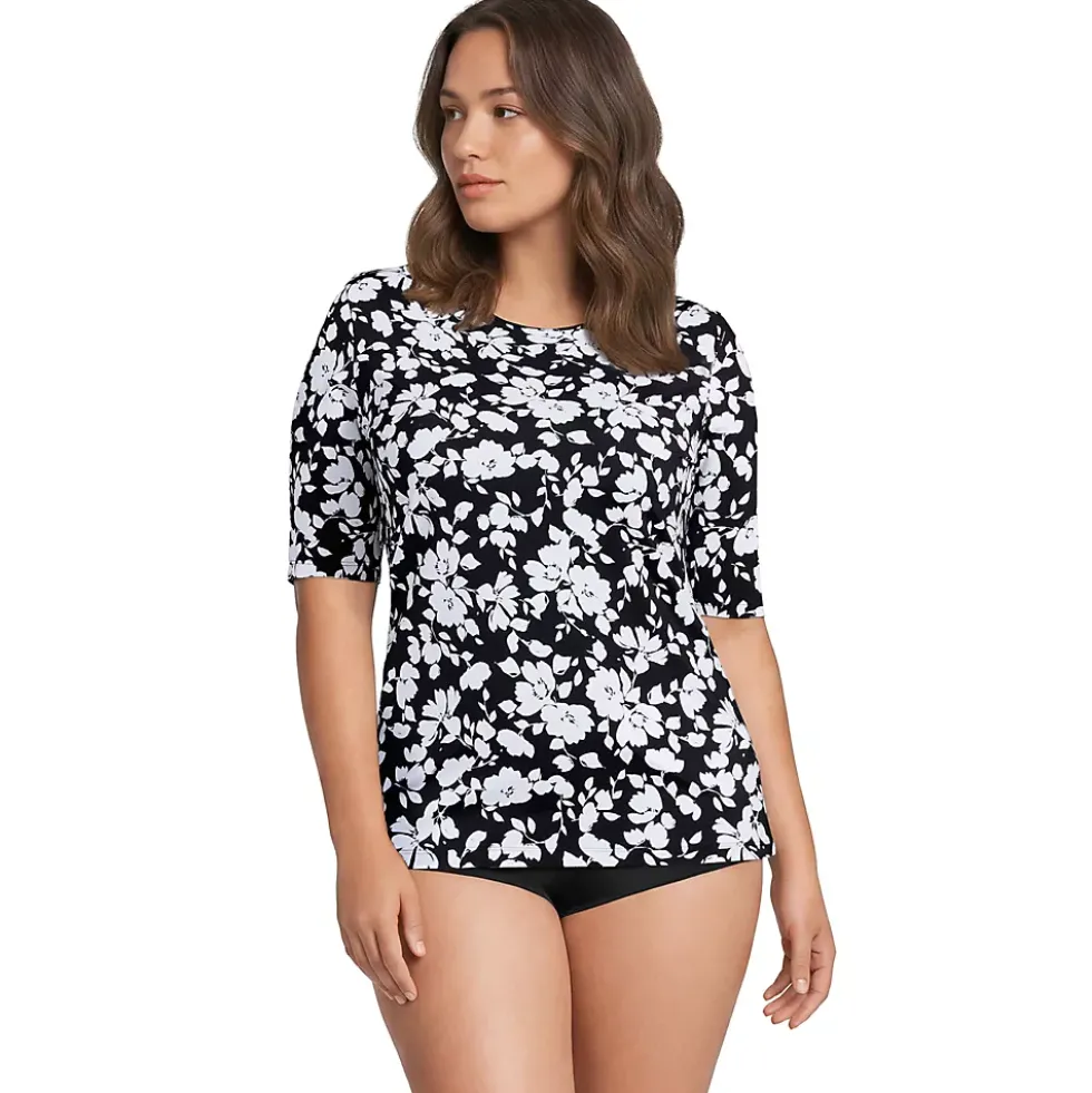Women's SunShade UPF 50 Elbow Sleeve Rash Guard Swim Tee
