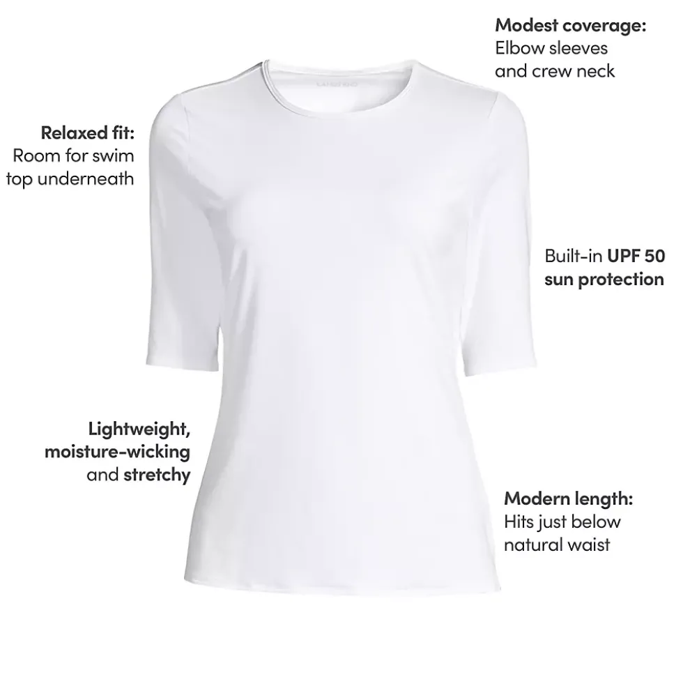 Women's SunShade UPF 50 Elbow Sleeve Rash Guard Swim Tee