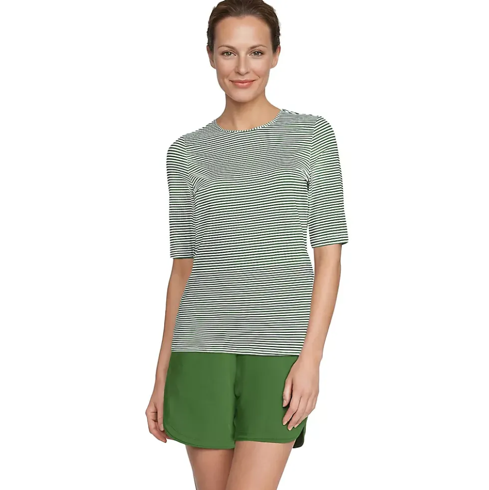 Women's SunShade UPF 50 Elbow Sleeve Rash Guard Swim Tee