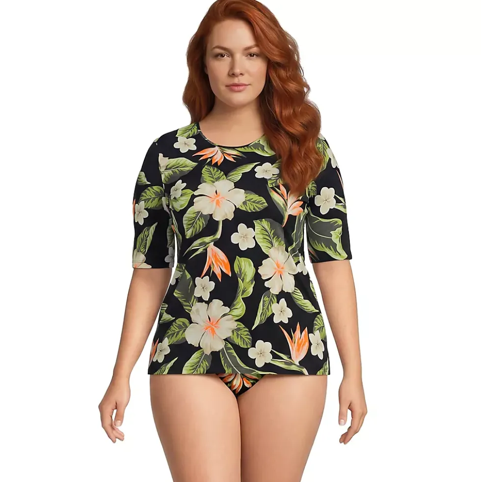 Women's SunShade UPF 50 Elbow Sleeve Rash Guard Swim Tee
