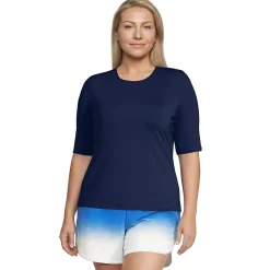 Women's SunShade UPF 50 Elbow Sleeve Rash Guard Swim Tee