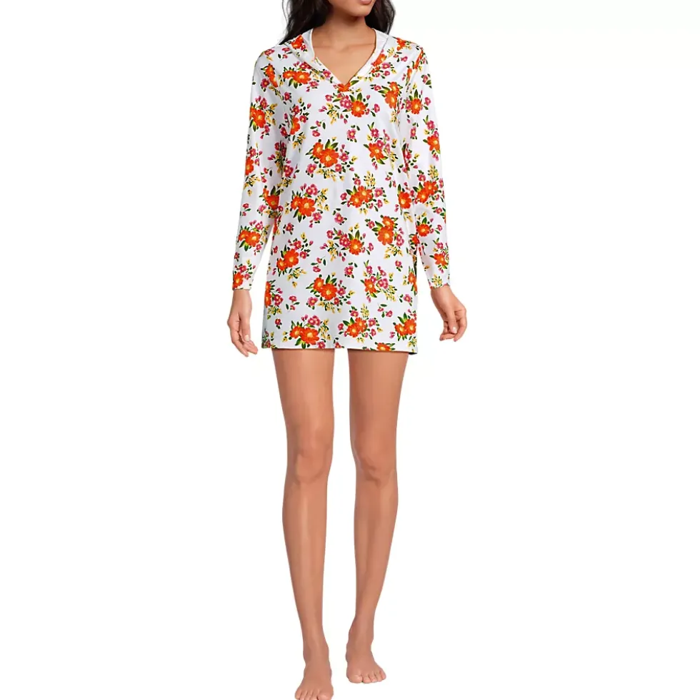 Women's SunShade UPF 50 Hooded Mini Swim Swim Cover-Up Dress
