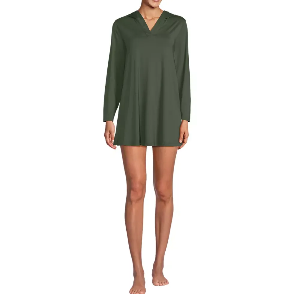 Women's SunShade UPF 50 Hooded Mini Swim Swim Cover-Up Dress