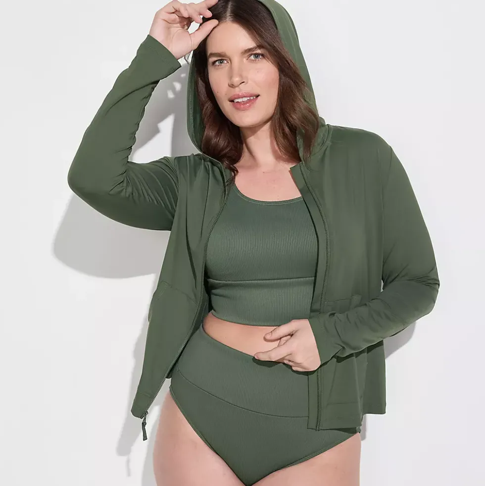 Women's SunShade UPF 50 Hooded Zip Front Rash Guard