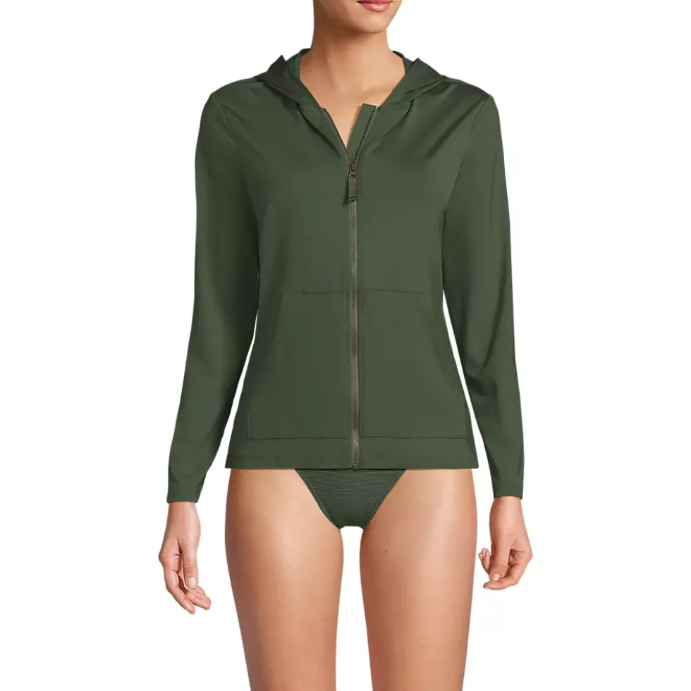 Women's SunShade UPF 50 Hooded Zip Front Rash Guard