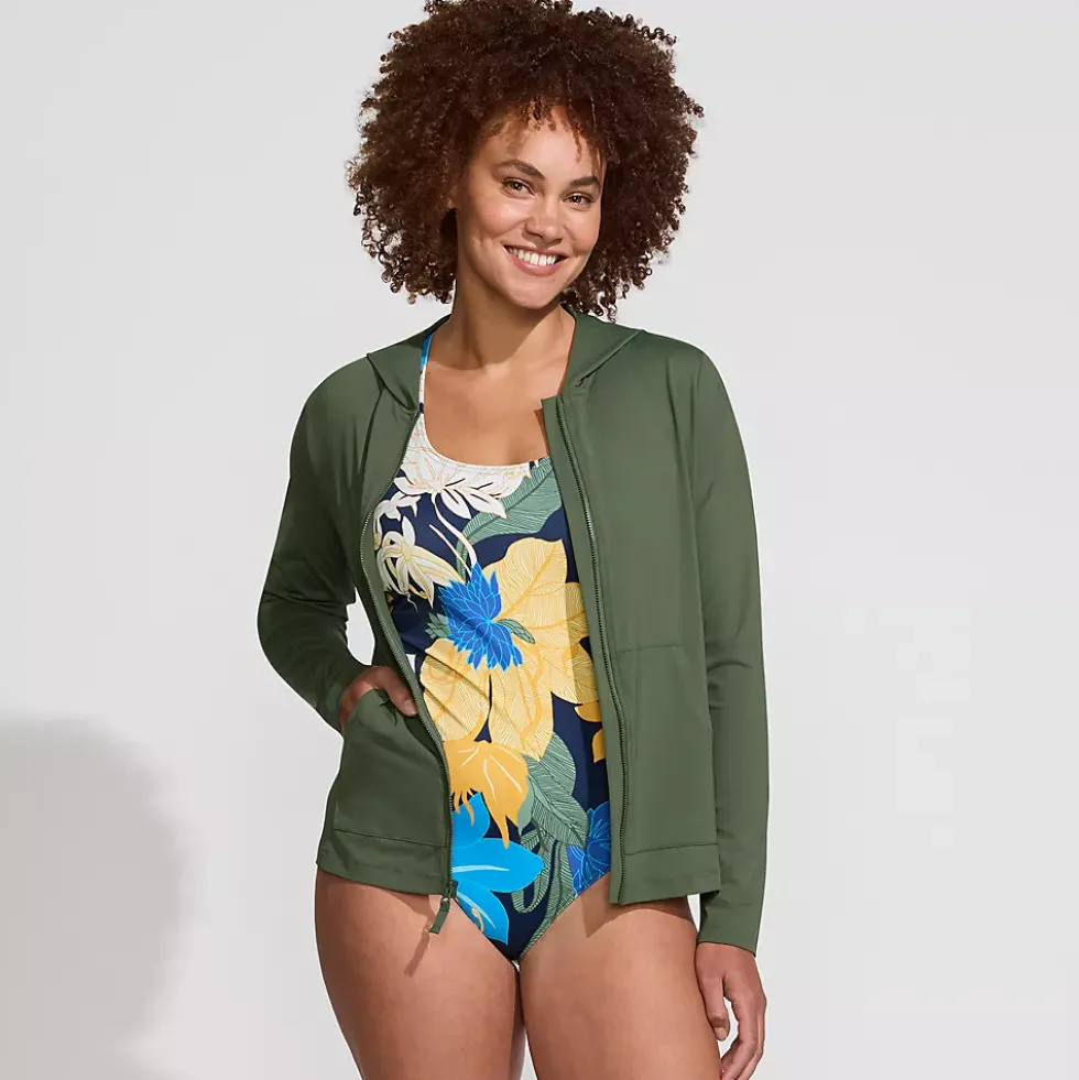 Women's SunShade UPF 50 Hooded Zip Front Rash Guard
