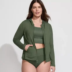 Women's SunShade UPF 50 Hooded Zip Front Rash Guard