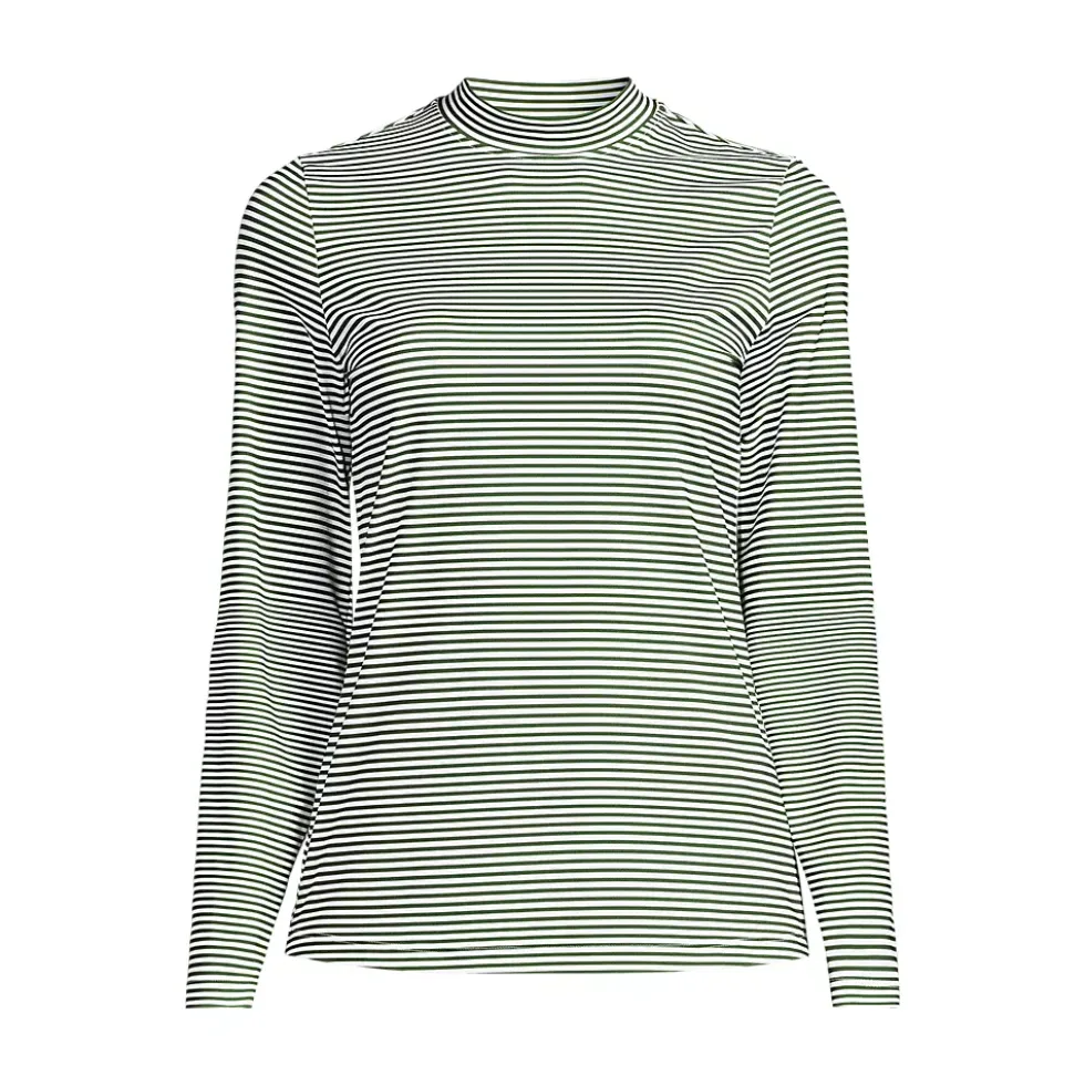 Women's SunShade UPF 50 Long Sleeve Mock Neck Rash Guard Swim Tee
