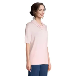 Women's Super Soft Elbow Sleeve Cowl Neck Pullover Top