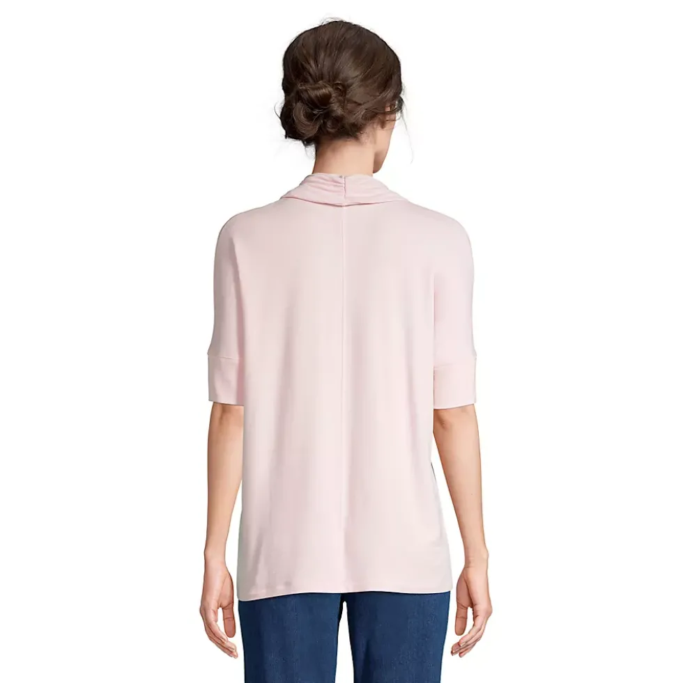 Women's Super Soft Elbow Sleeve Cowl Neck Pullover Top