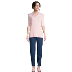 Women's Super Soft Elbow Sleeve Cowl Neck Pullover Top
