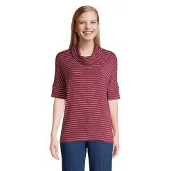 Women's Super Soft Elbow Sleeve Cowl Neck Pullover Top