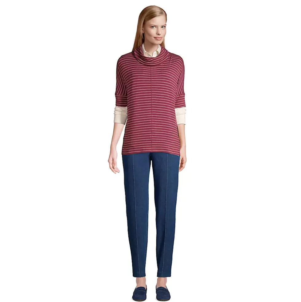 Women's Super Soft Elbow Sleeve Cowl Neck Pullover Top
