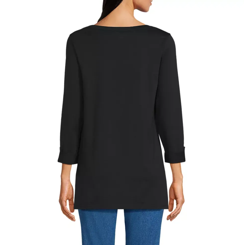 Women's Supima Cotton Adjustable 3/4 Sleeve Boatneck Tunic