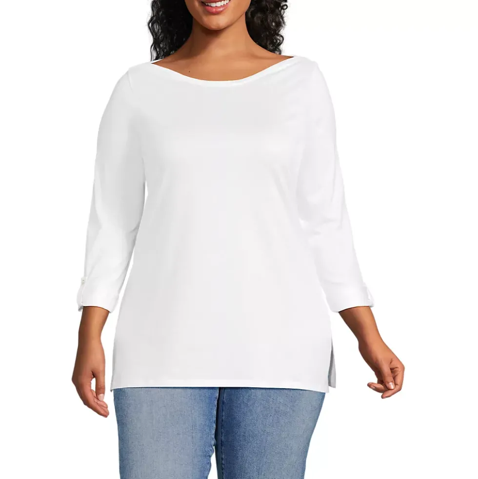 Women's Supima Cotton Adjustable 3/4 Sleeve Boatneck Tunic