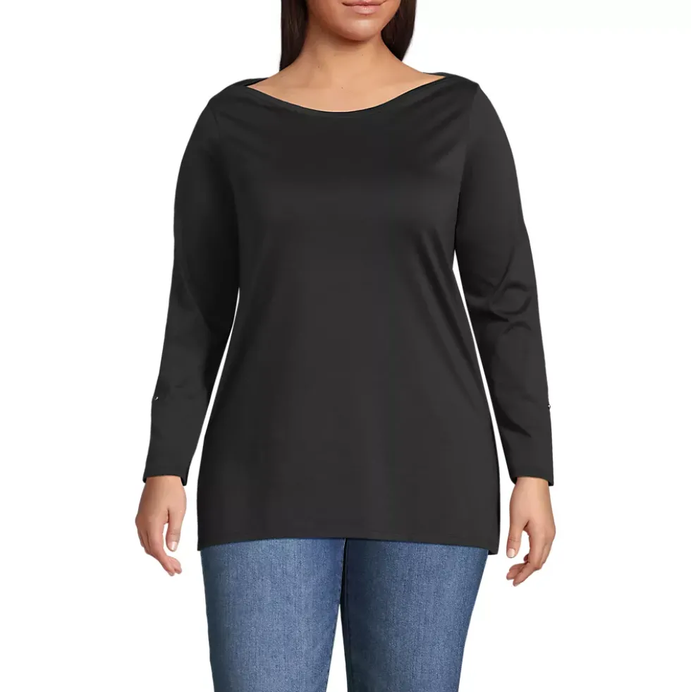 Women's Supima Cotton Adjustable 3/4 Sleeve Boatneck Tunic