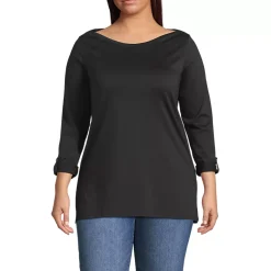 Women's Supima Cotton Adjustable 3/4 Sleeve Boatneck Tunic