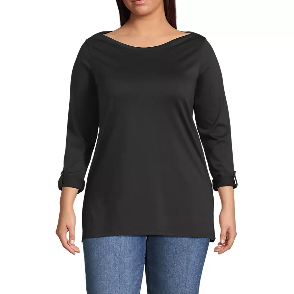 Women's Supima Cotton Adjustable 3/4 Sleeve Boatneck Tunic