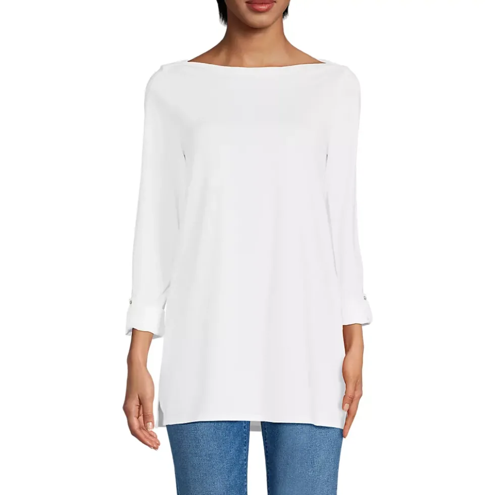 Women's Supima Cotton Adjustable 3/4 Sleeve Boatneck Tunic