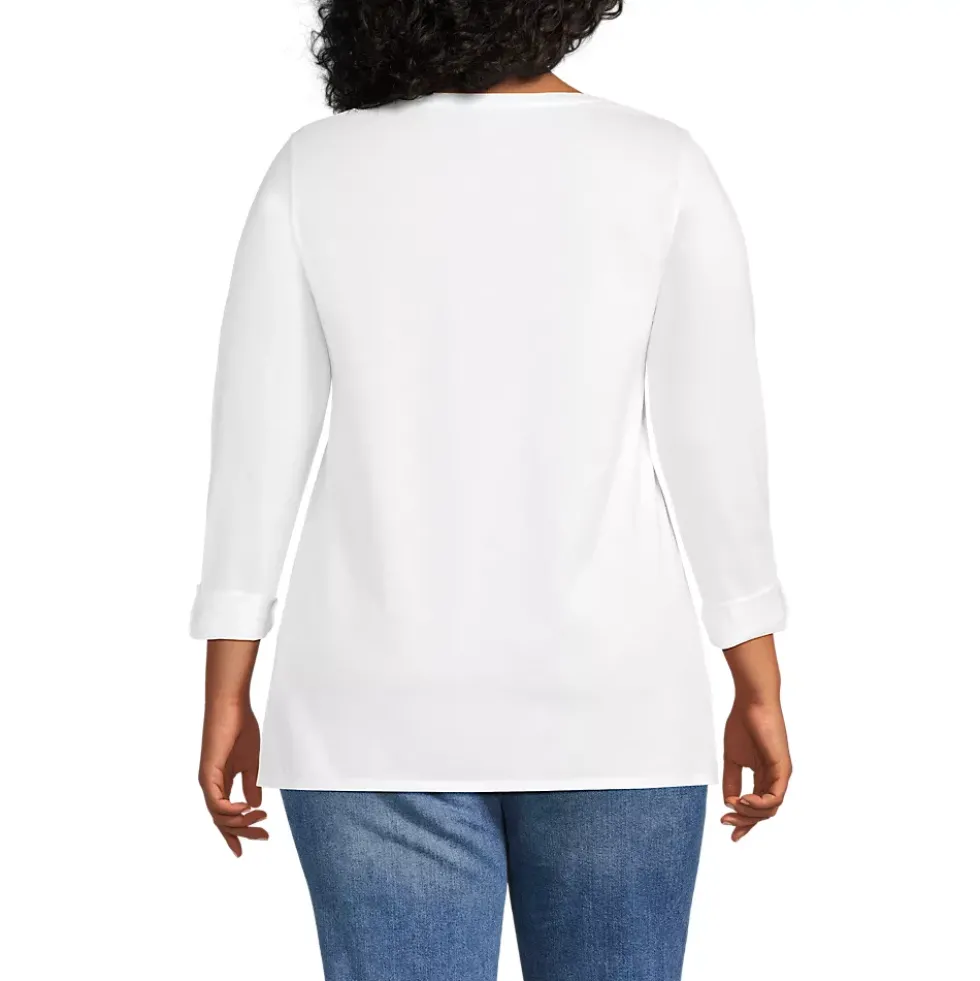 Women's Supima Cotton Adjustable 3/4 Sleeve Boatneck Tunic