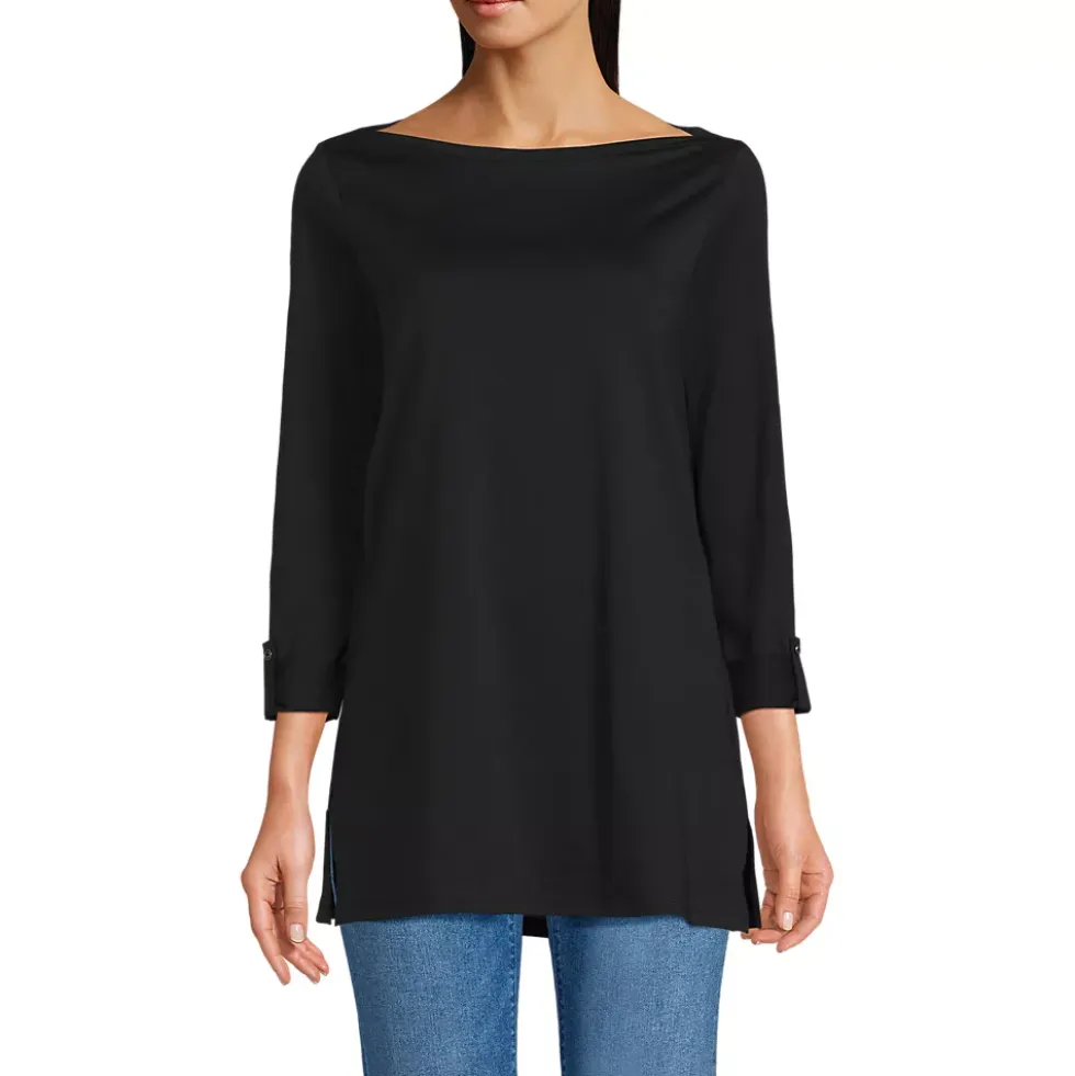 Women's Supima Cotton Adjustable 3/4 Sleeve Boatneck Tunic