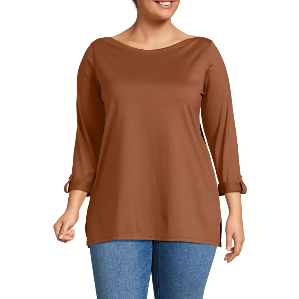 Women's Supima Cotton Adjustable 3/4 Sleeve Boatneck Tunic