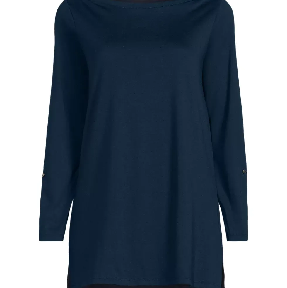 Women's Supima Cotton Adjustable 3/4 Sleeve Boatneck Tunic