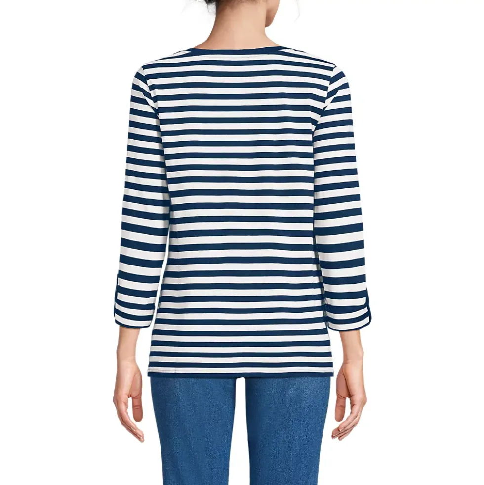 Women's Supima Cotton Adjustable 3/4 Sleeve Boatneck Tunic