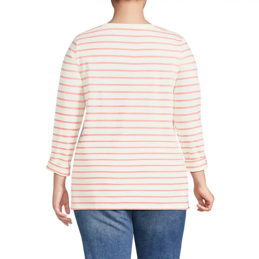 Women's Supima Cotton Adjustable 3/4 Sleeve Boatneck Tunic
