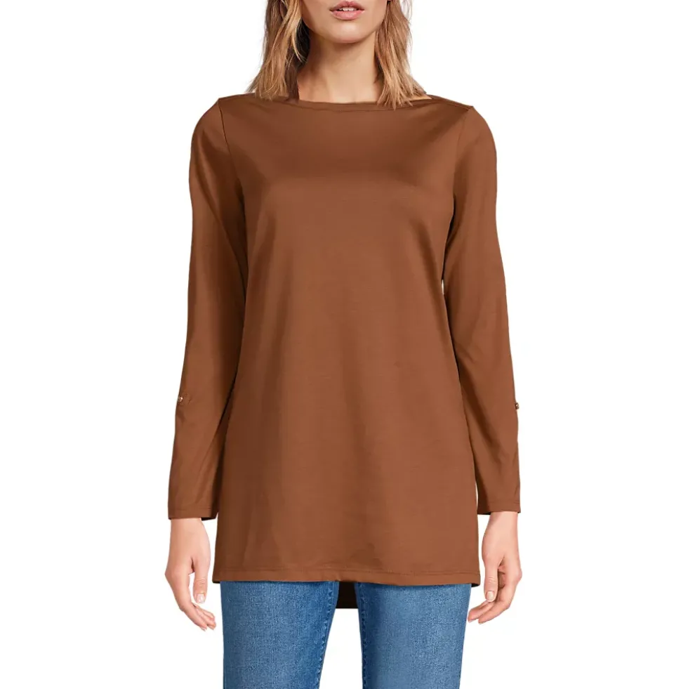 Women's Supima Cotton Adjustable 3/4 Sleeve Boatneck Tunic