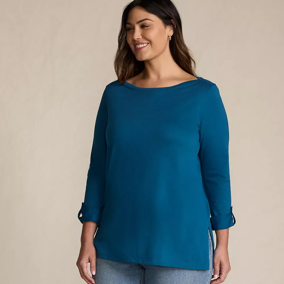Women's Supima Cotton Adjustable 3/4 Sleeve Boatneck Tunic