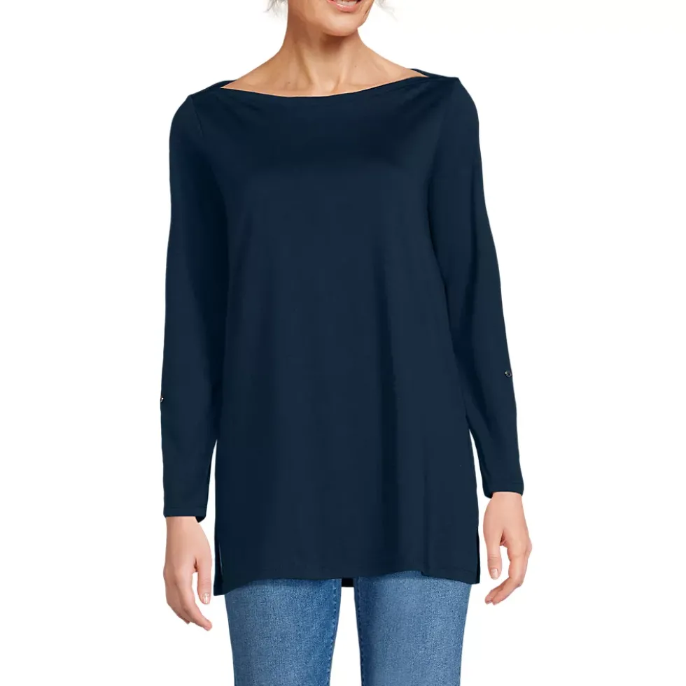 Women's Supima Cotton Adjustable 3/4 Sleeve Boatneck Tunic
