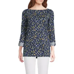 Women's Supima Cotton Adjustable 3/4 Sleeve Boatneck Tunic