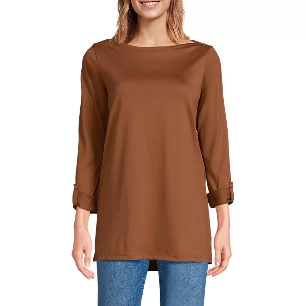 Women's Supima Cotton Adjustable 3/4 Sleeve Boatneck Tunic