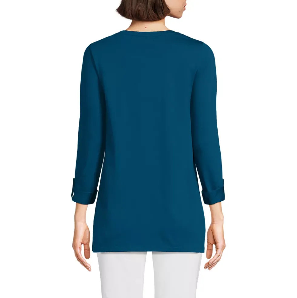 Women's Supima Cotton Adjustable 3/4 Sleeve Boatneck Tunic